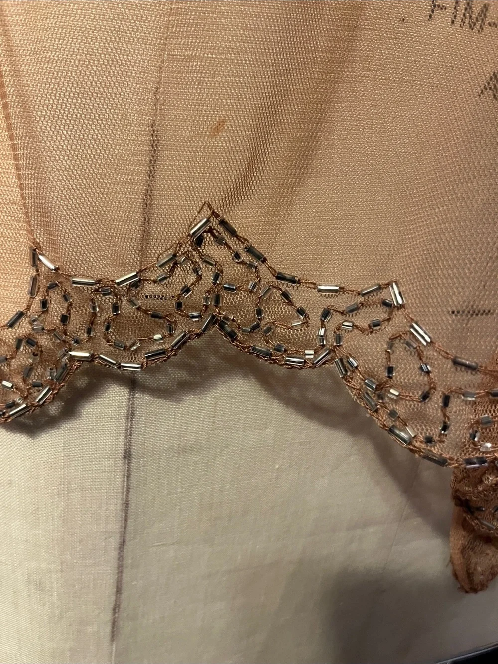 Beaded Sheer Peach Camisole Top - Picture 5 of 9